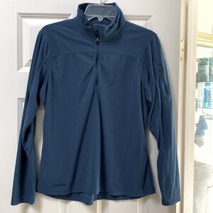 Eddie Bauer 1/4 zip , style EB221, blue, very gently worn, Large.